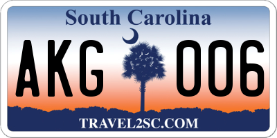 SC license plate AKG006