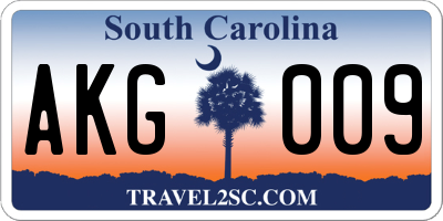 SC license plate AKG009