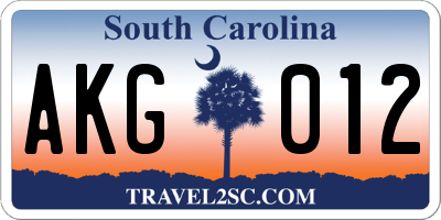 SC license plate AKG012