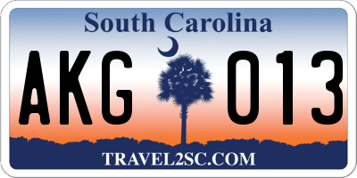 SC license plate AKG013