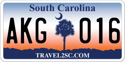 SC license plate AKG016