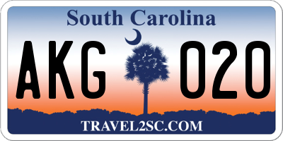 SC license plate AKG020