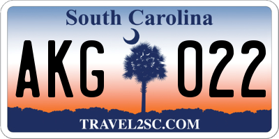 SC license plate AKG022