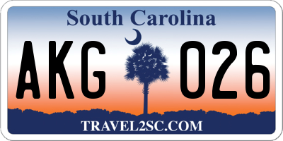 SC license plate AKG026