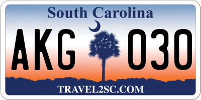 SC license plate AKG030