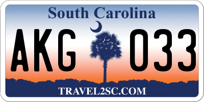 SC license plate AKG033