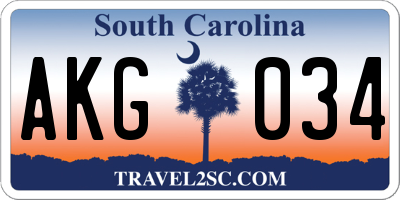 SC license plate AKG034