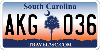 SC license plate AKG036