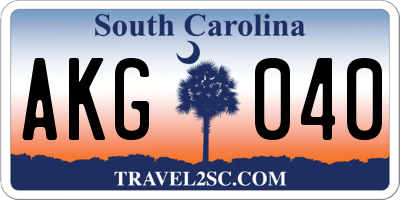 SC license plate AKG040