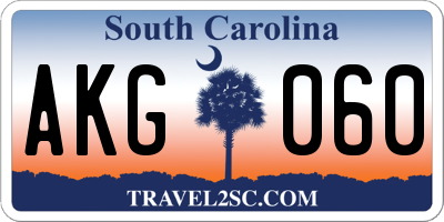 SC license plate AKG060