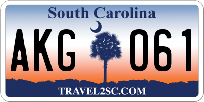 SC license plate AKG061