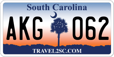 SC license plate AKG062
