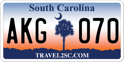 SC license plate AKG070