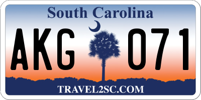 SC license plate AKG071