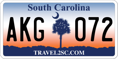 SC license plate AKG072