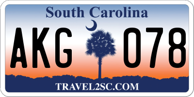 SC license plate AKG078