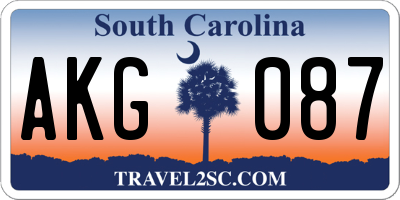 SC license plate AKG087