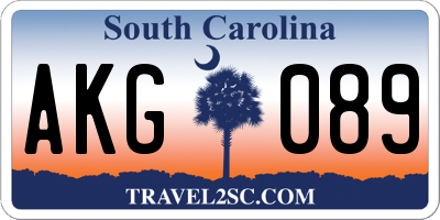 SC license plate AKG089