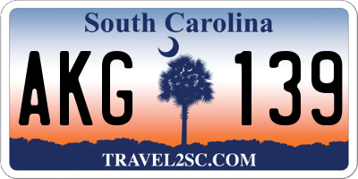 SC license plate AKG139