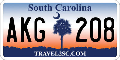 SC license plate AKG208