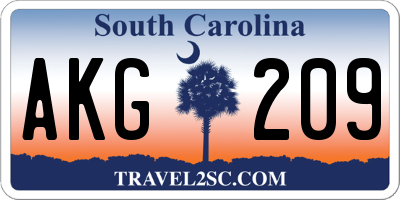 SC license plate AKG209