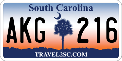 SC license plate AKG216