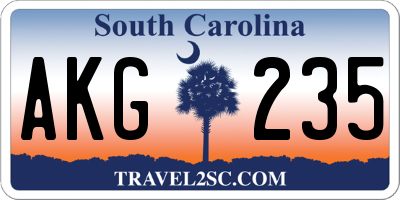 SC license plate AKG235