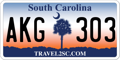 SC license plate AKG303