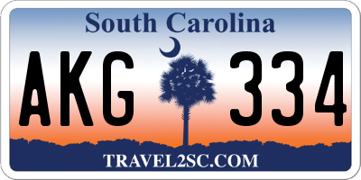 SC license plate AKG334