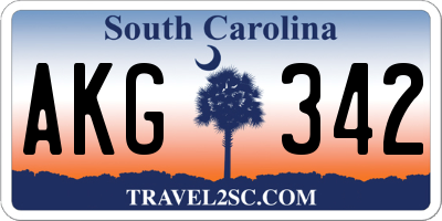 SC license plate AKG342