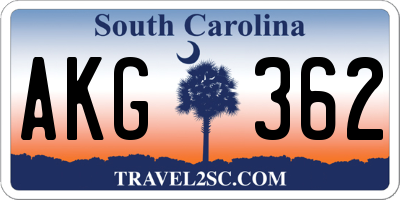 SC license plate AKG362