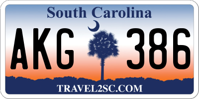 SC license plate AKG386