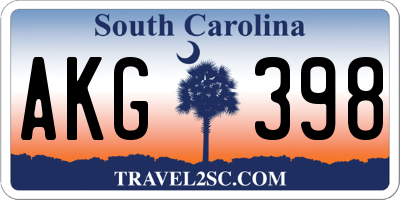 SC license plate AKG398
