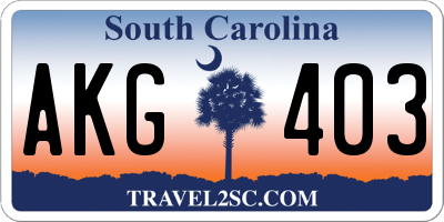SC license plate AKG403
