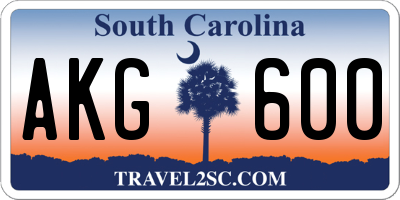 SC license plate AKG600