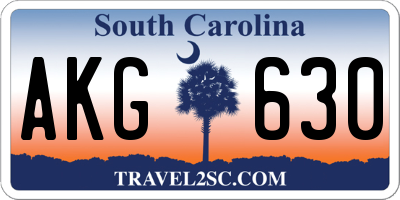 SC license plate AKG630