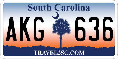 SC license plate AKG636