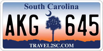 SC license plate AKG645