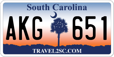 SC license plate AKG651