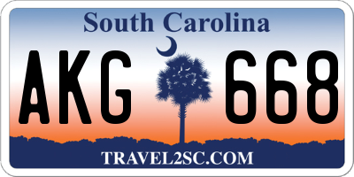 SC license plate AKG668