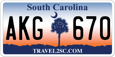 SC license plate AKG670