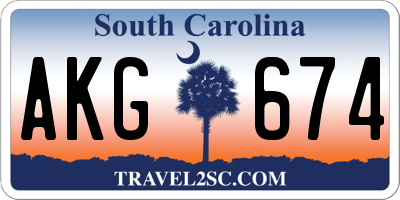 SC license plate AKG674