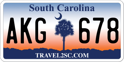 SC license plate AKG678