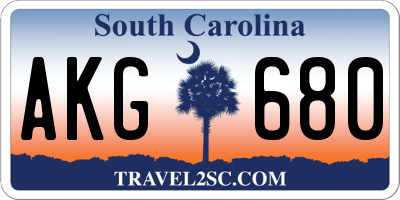 SC license plate AKG680