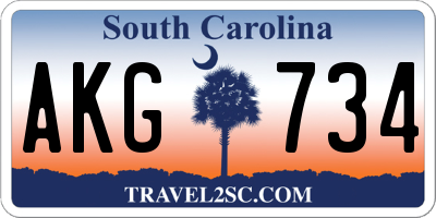 SC license plate AKG734