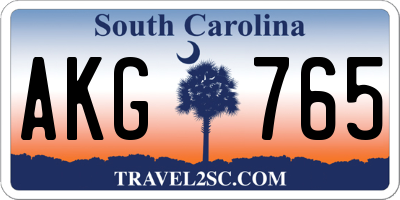 SC license plate AKG765