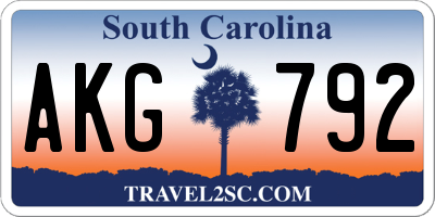 SC license plate AKG792