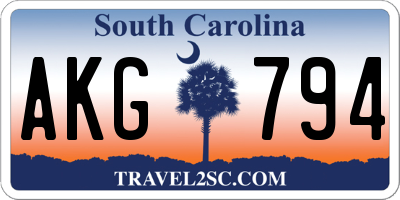 SC license plate AKG794