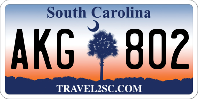 SC license plate AKG802