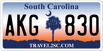 SC license plate AKG830